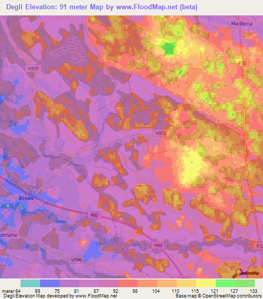 Degli,Latvia Elevation Map