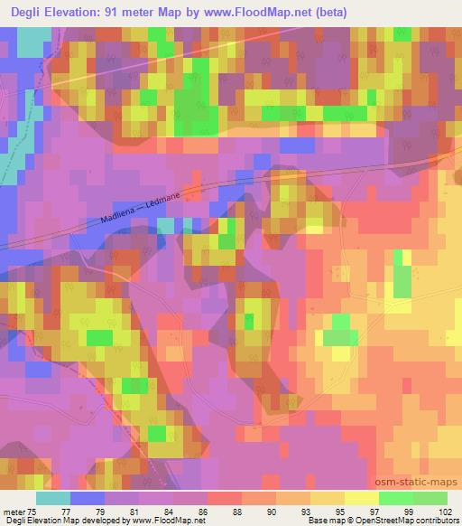 Degli,Latvia Elevation Map