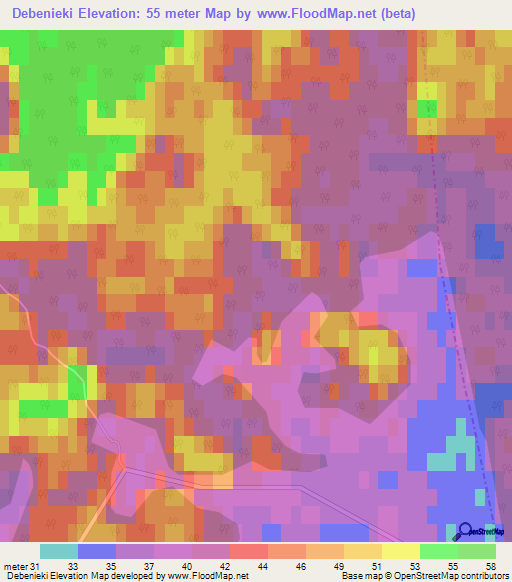 Debenieki,Latvia Elevation Map