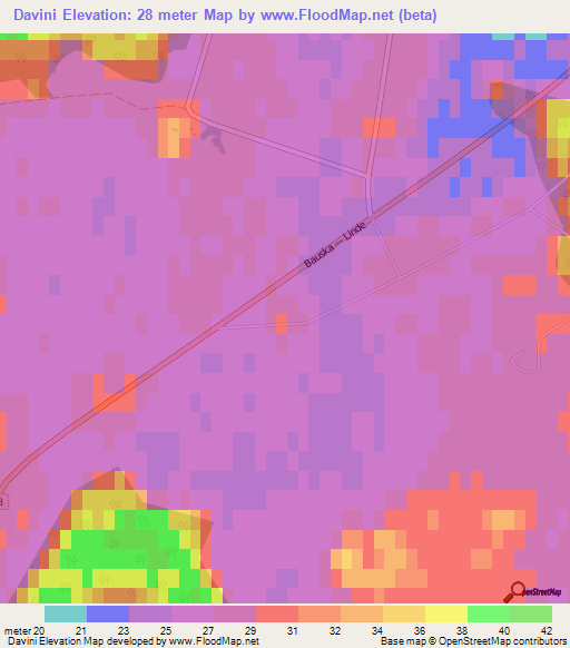 Davini,Latvia Elevation Map