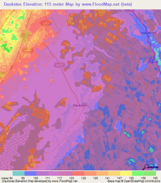 Daukstes,Latvia Elevation Map