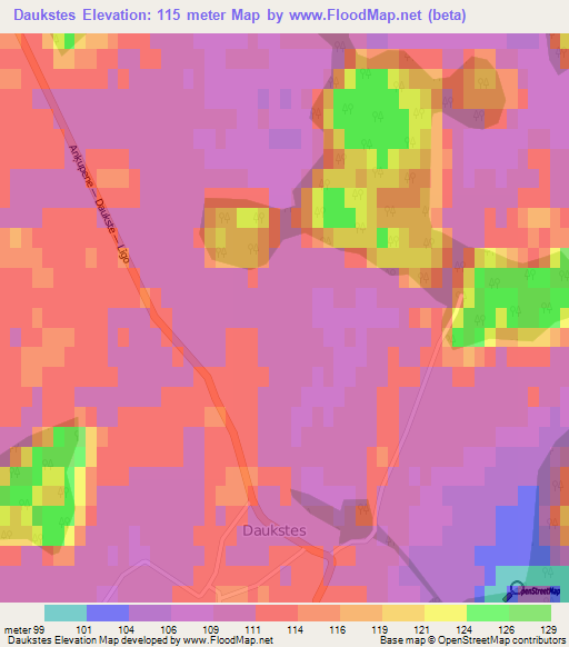 Daukstes,Latvia Elevation Map