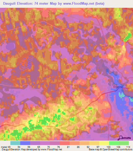 Dauguli,Latvia Elevation Map