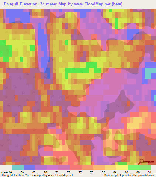 Dauguli,Latvia Elevation Map