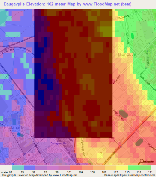 Daugavpils,Latvia Elevation Map