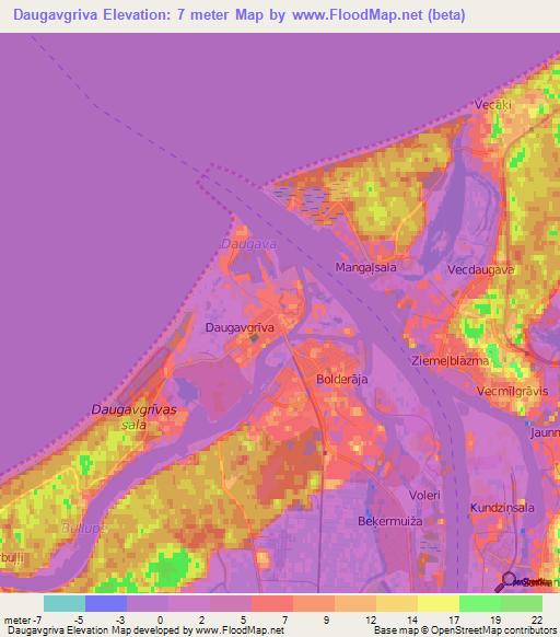 Daugavgriva,Latvia Elevation Map