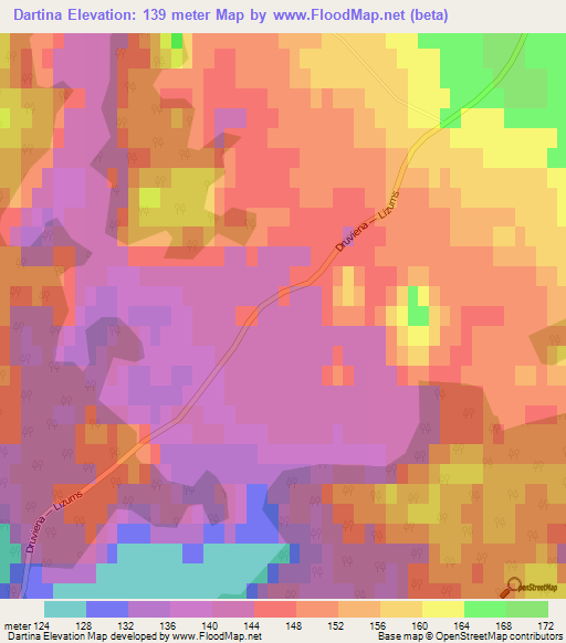 Dartina,Latvia Elevation Map