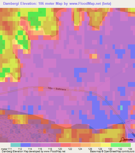 Dambergi,Latvia Elevation Map