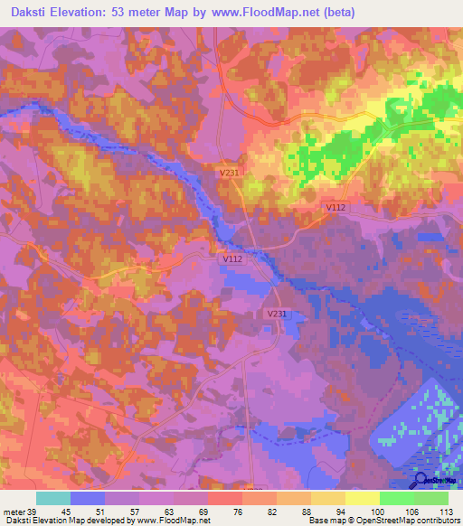 Daksti,Latvia Elevation Map