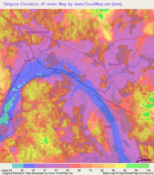 Daigone,Latvia Elevation Map