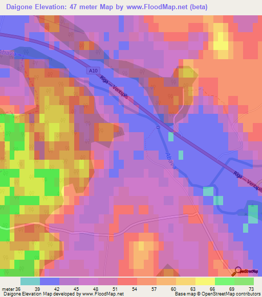 Daigone,Latvia Elevation Map