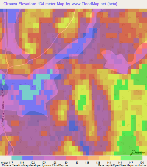 Cirnava,Latvia Elevation Map