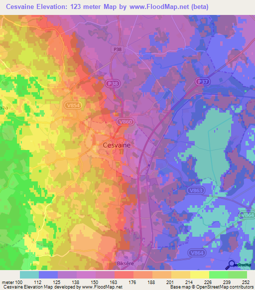 Cesvaine,Latvia Elevation Map