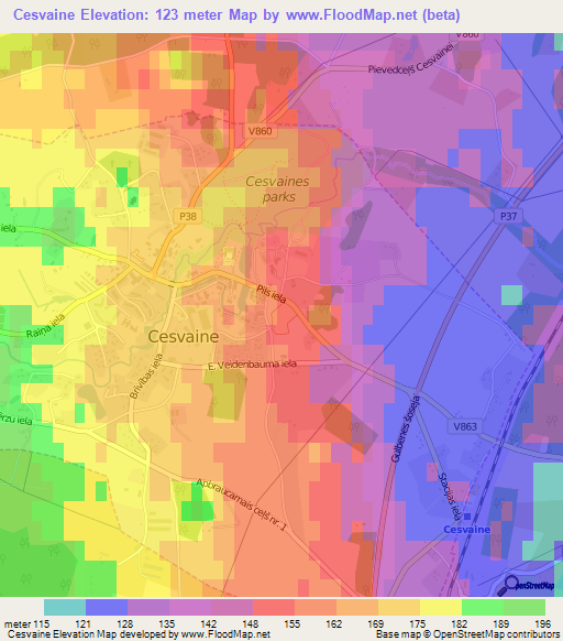 Cesvaine,Latvia Elevation Map