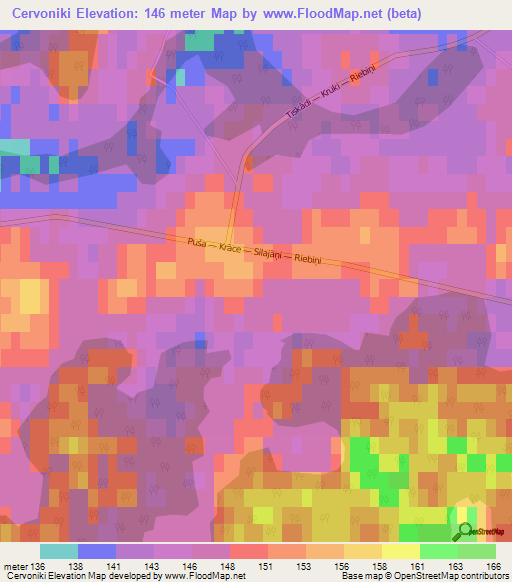 Cervoniki,Latvia Elevation Map