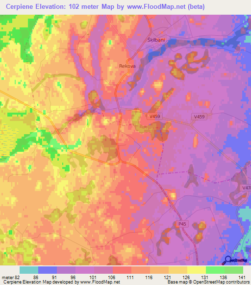 Cerpiene,Latvia Elevation Map