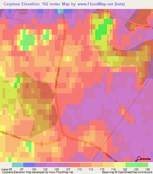 Cerpiene,Latvia Elevation Map