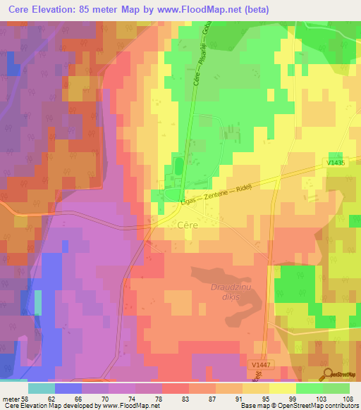 Cere,Latvia Elevation Map