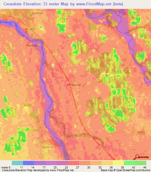 Ceraukste,Latvia Elevation Map