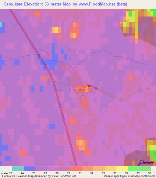 Ceraukste,Latvia Elevation Map