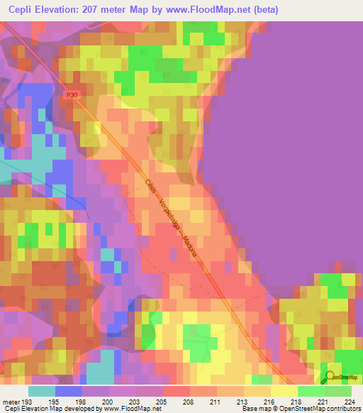 Cepli,Latvia Elevation Map