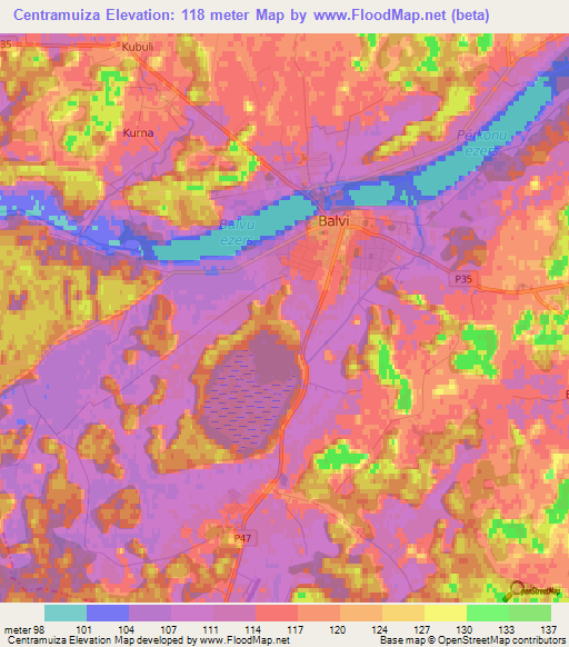 Centramuiza,Latvia Elevation Map