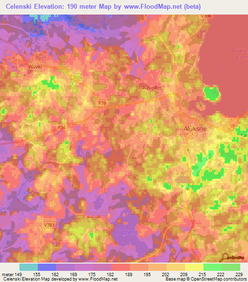 Celenski,Latvia Elevation Map