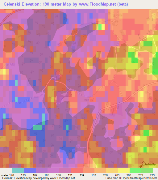 Celenski,Latvia Elevation Map