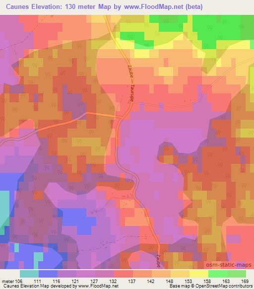 Caunes,Latvia Elevation Map