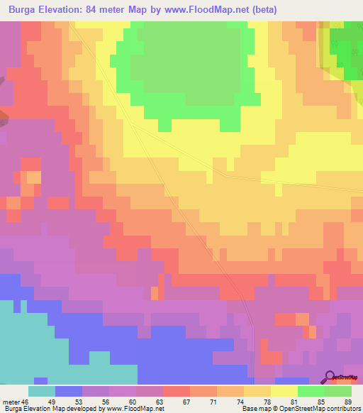 Burga,Latvia Elevation Map