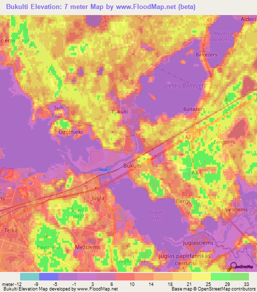 Elevation of Bukulti,Latvia Elevation Map, Topography, Contour