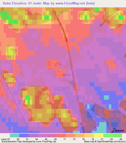 Buka,Latvia Elevation Map