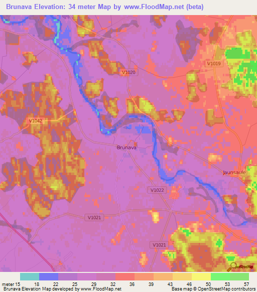 Brunava,Latvia Elevation Map