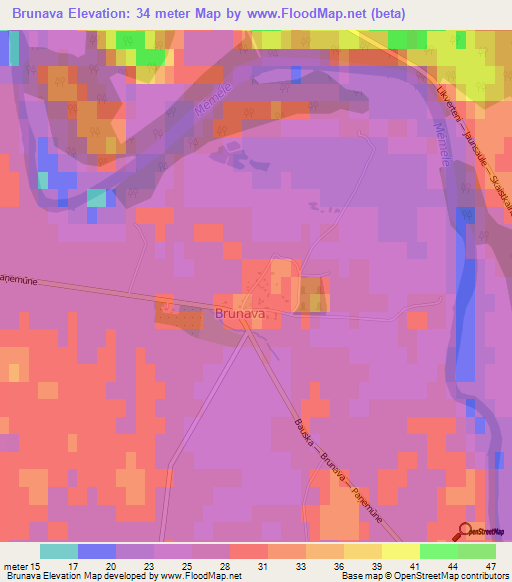 Brunava,Latvia Elevation Map