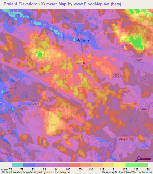 Bruleni,Latvia Elevation Map