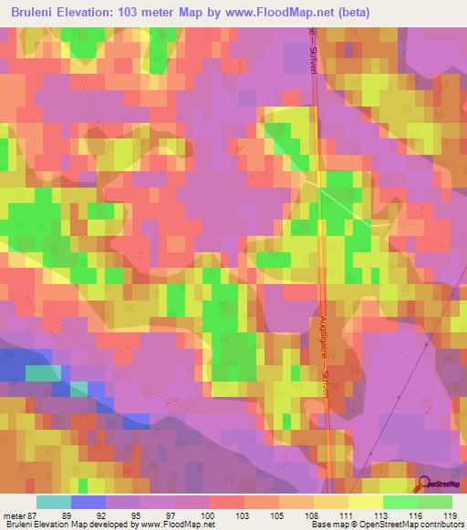 Bruleni,Latvia Elevation Map