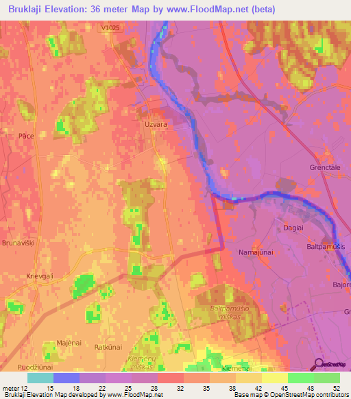 Bruklaji,Latvia Elevation Map