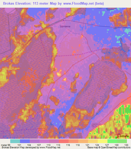 Brokas,Latvia Elevation Map