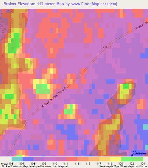 Brokas,Latvia Elevation Map