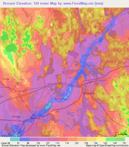Elevation of Broceni,Latvia Elevation Map, Topography, Contour