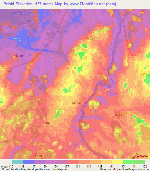 Briski,Latvia Elevation Map