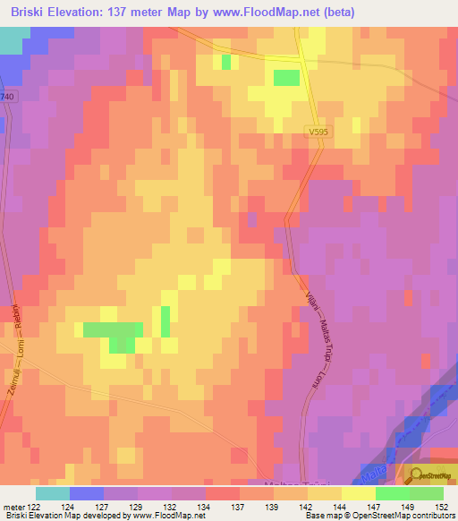 Briski,Latvia Elevation Map