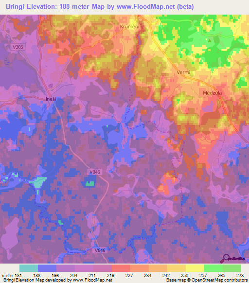 Bringi,Latvia Elevation Map