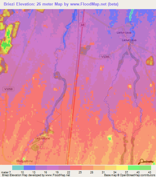 Briezi,Latvia Elevation Map