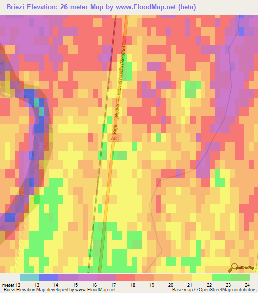 Briezi,Latvia Elevation Map