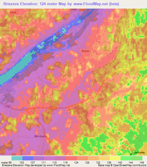 Briezeva,Latvia Elevation Map