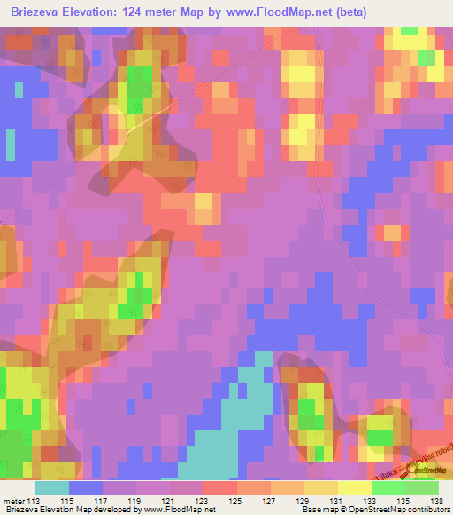 Briezeva,Latvia Elevation Map