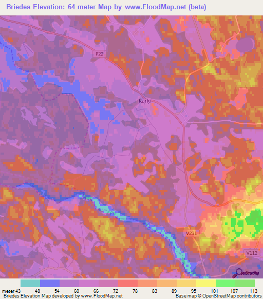 Briedes,Latvia Elevation Map