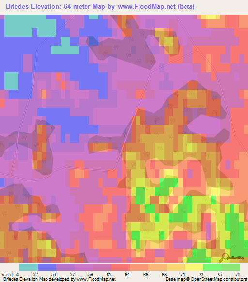 Briedes,Latvia Elevation Map