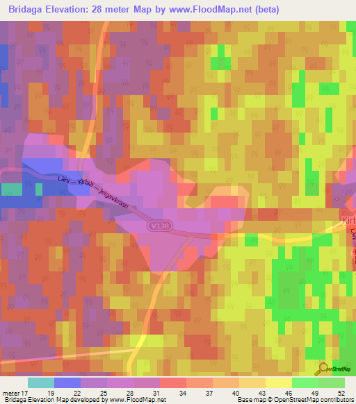 Bridaga,Latvia Elevation Map